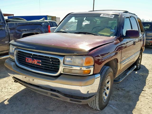 1GKEC13T2YJ110986 - 2000 GMC YUKON MAROON photo 2