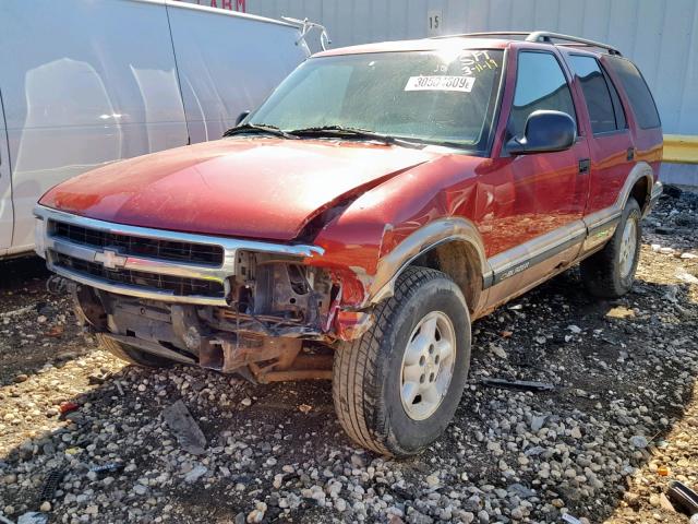 1GNDT13W3T2204161 - 1996 CHEVROLET BLAZER BURGUNDY photo 2