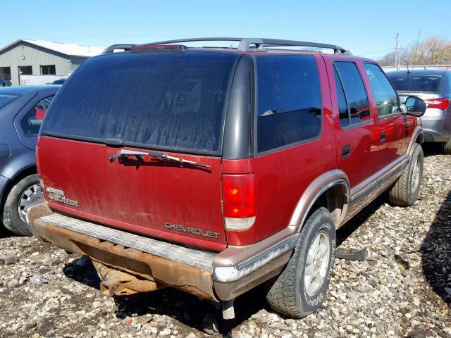 1GNDT13W3T2204161 - 1996 CHEVROLET BLAZER BURGUNDY photo 4