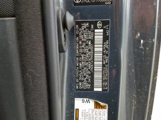 JTKDE167990300557 - 2009 TOYOTA SCION TC ნაცრისფერი ფოტო 10