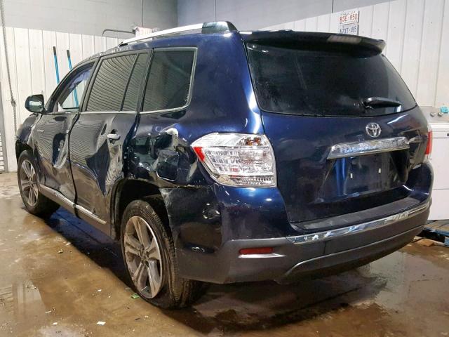 5TDDK3EH8BS092695 - 2011 TOYOTA HIGHLANDER BLUE photo 3