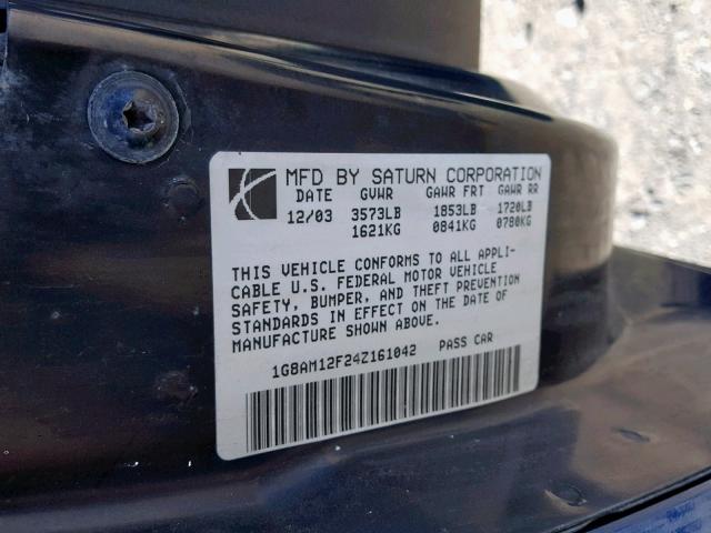 1G8AM12F24Z161042 - 2004 SATURN ION LEVEL BLUE photo 10