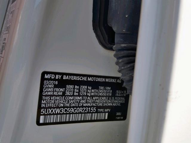 5UXXW3C59G0R23155 - 2016 BMW X4 XDRIVE2 白色 照片 10