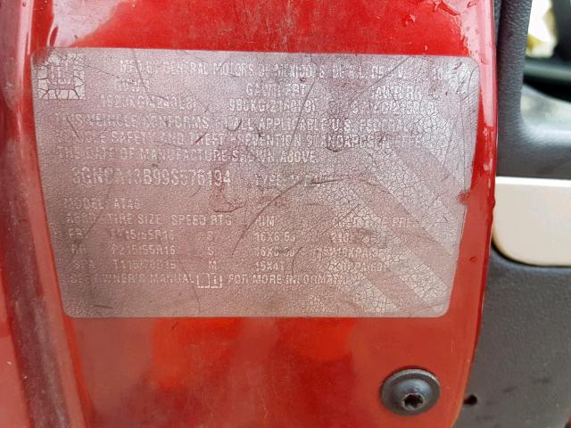 3GNCA13B99S576194 - 2009 CHEVROLET HHR LS Rojo foto 10