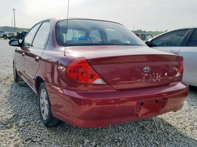 KNAFB121935277542 - 2003 KIA SPECTRA BA BURGUNDY photo 3