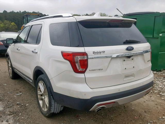 1FM5K7F86GGC46134 - 2016 FORD EXPLORER L WHITE photo 3