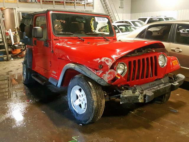 1J4FA49S84P767928 - 2004 JEEP WRANGLER / RED photo 1