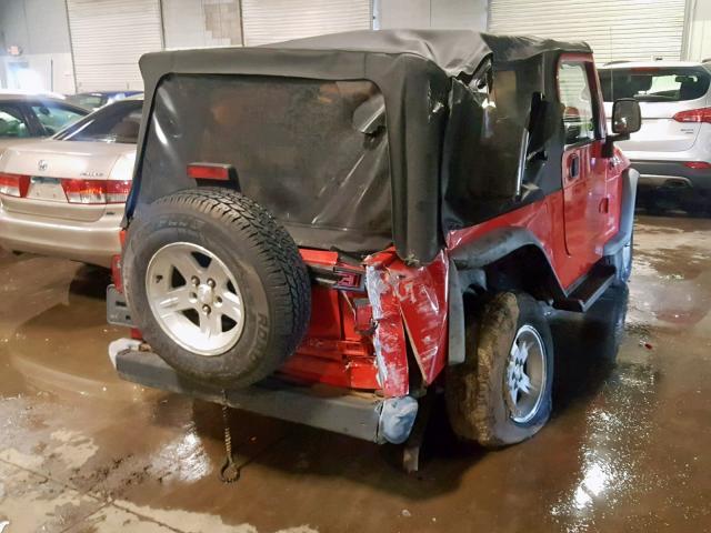 1J4FA49S84P767928 - 2004 JEEP WRANGLER / RED photo 4