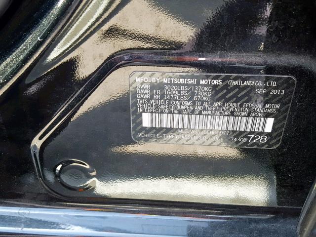 ML32A3HJ8EH009772 - 2014 MITSUBISHI MIRAGE DE BLACK photo 10