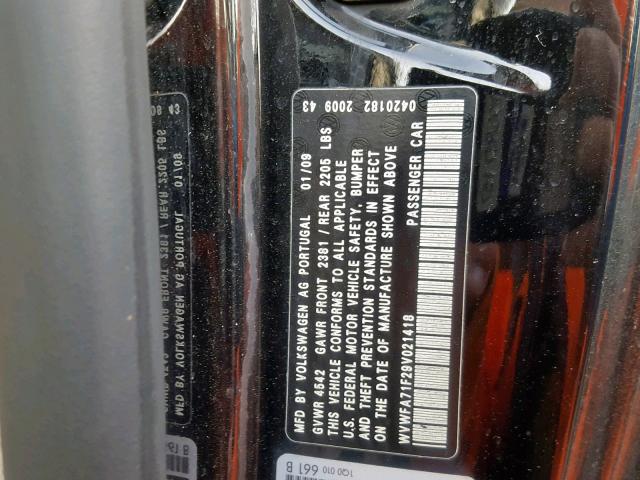 WVWFA71F29V021418 - 2009 VOLKSWAGEN EOS LUX Чорний фото 10