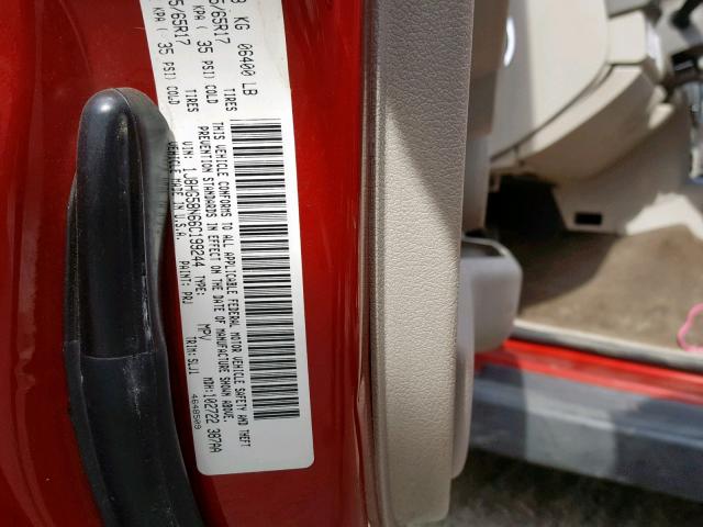 1J8HG58N66C199244 - 2006 JEEP COMMANDER RED photo 10