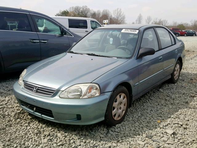 2HGEJ6618YH569385 - 2000 HONDA CIVIC BASE BLUE photo 2