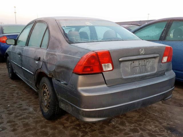 2HGES16355H515877 - 2005 HONDA CIVIC DX V GRAY photo 3