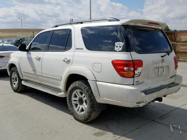 5TDBT48A23S141190 - 2003 TOYOTA SEQUOIA LI WHITE photo 3