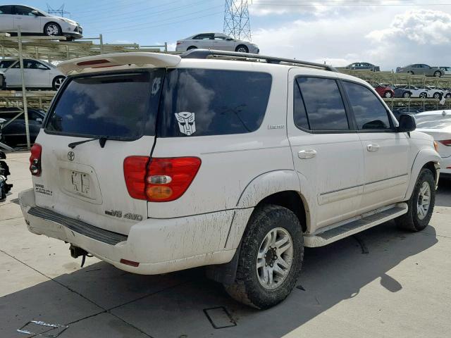 5TDBT48A23S141190 - 2003 TOYOTA SEQUOIA LI WHITE photo 4