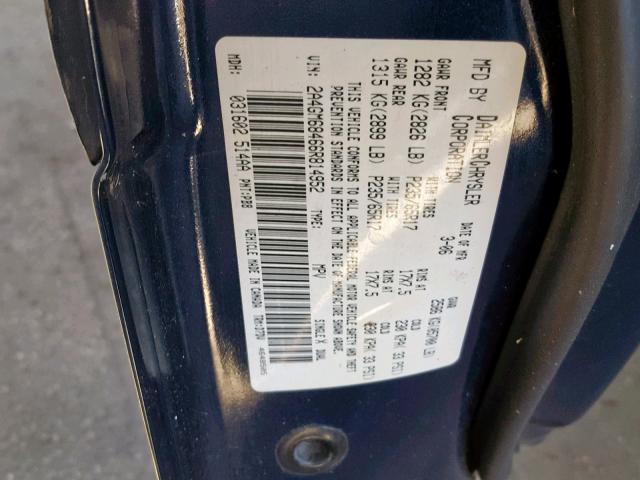 2A4GM68466R814952 - 2006 CHRYSLER PACIFICA T BLUE photo 10