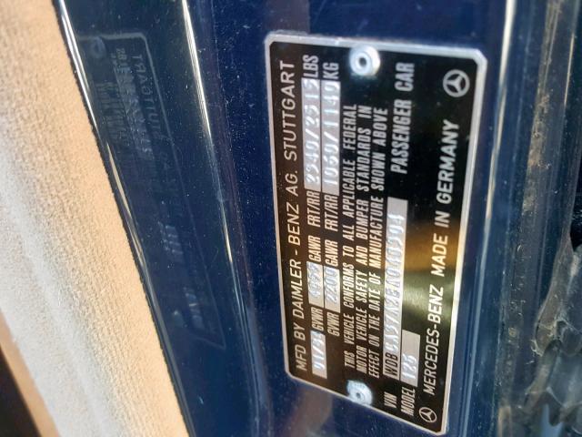 WDBCB37A2EA048304 - 1984 MERCEDES-BENZ 500 S BLUE photo 10