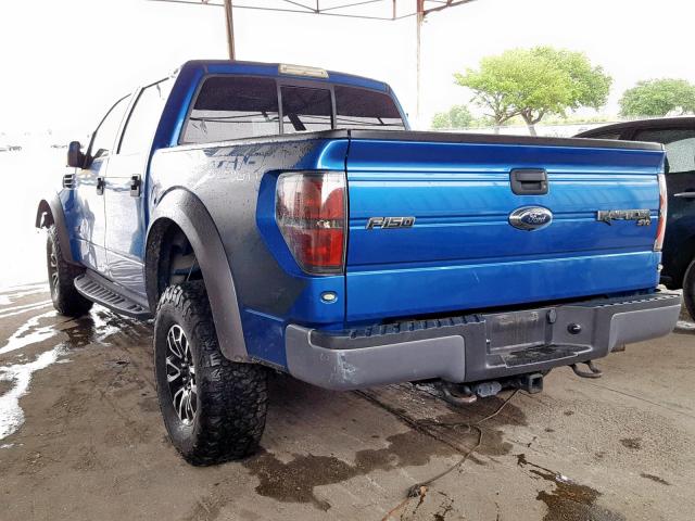1FTFW1R6XCFC70991 - 2012 FORD F150 SVT R BLUE photo 3