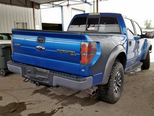 1FTFW1R6XCFC70991 - 2012 FORD F150 SVT R BLUE photo 4