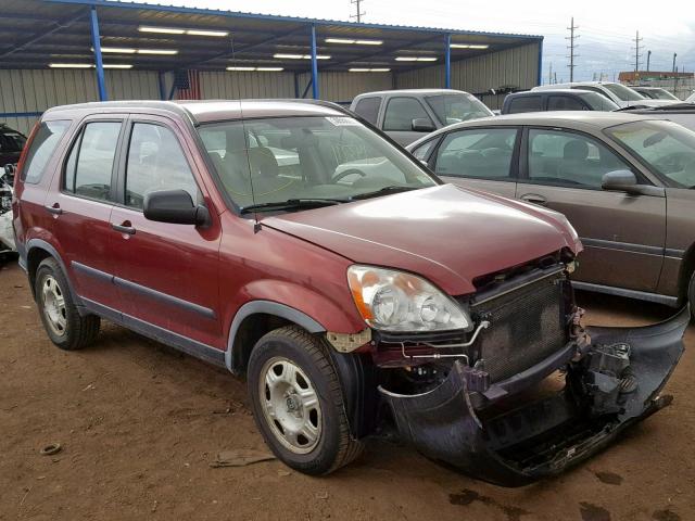 JHLRD78506C042313 - 2006 HONDA CR-V LX BURGUNDY photo 1