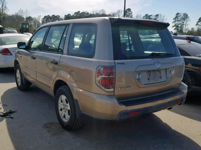 5FNYF28166B048431 - 2006 HONDA PILOT LX BEIGE photo 3