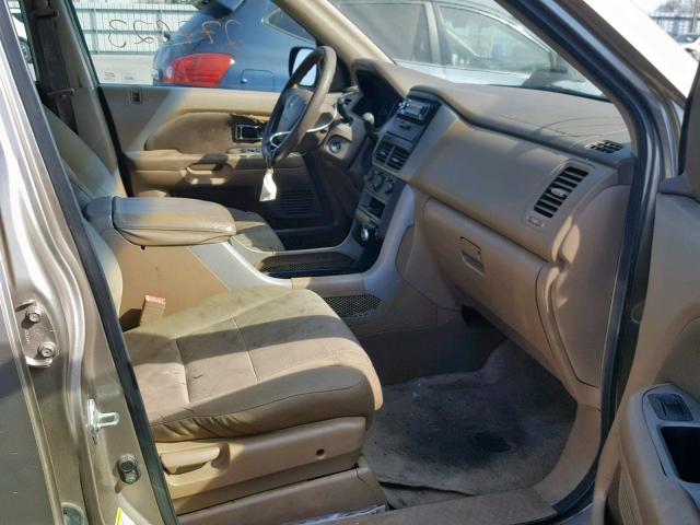 5FNYF28166B048431 - 2006 HONDA PILOT LX BEIGE photo 5