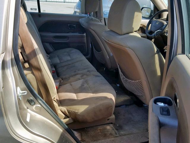 5FNYF28166B048431 - 2006 HONDA PILOT LX BEIGE photo 6