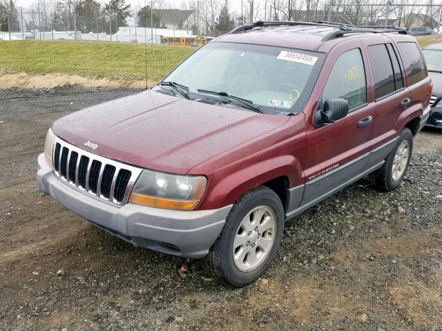 1J4GW48S5YC161880 - 2000 JEEP GRAND CHER BURGUNDY photo 2