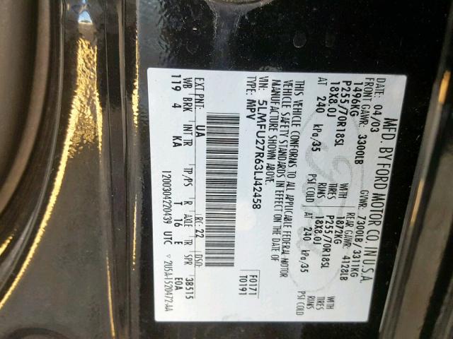 5LMFU27R63LJ42458 - 2003 LINCOLN NAVIGATOR 黑色 照片 10