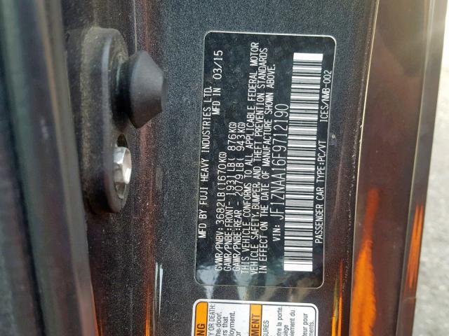 JF1ZNAA16F9712190 - 2015 TOYOTA SCION FR-S CHARCOAL photo 10