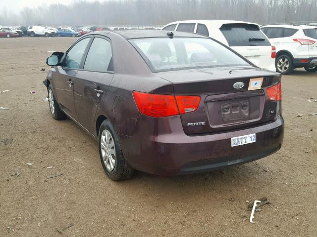 KNAFU4A26A5048318 - 2010 KIA FORTE EX MAROON photo 3