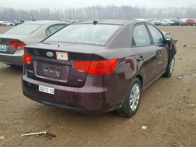 KNAFU4A26A5048318 - 2010 KIA FORTE EX MAROON photo 4