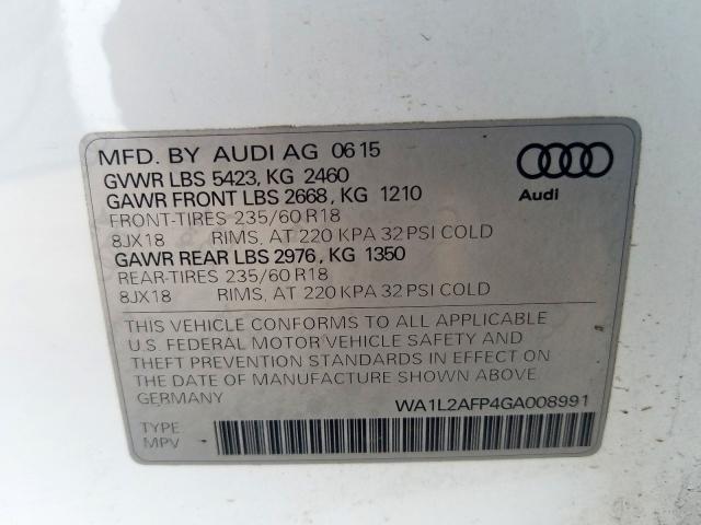 WA1L2AFP4GA008991 - 2016 AUDI Q5 PREMIUM PLUS  photo 10