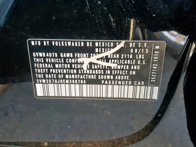 3VW2K7AJ6EM368784 - 2014 VOLKSWAGEN JETTA BASE BLACK photo 10