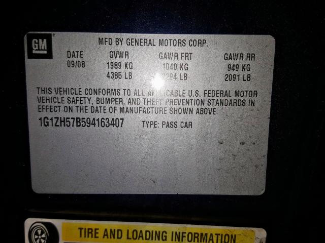 1G1ZH57B594163407 - 2009 CHEVROLET MALIBU 1LT  照片 10