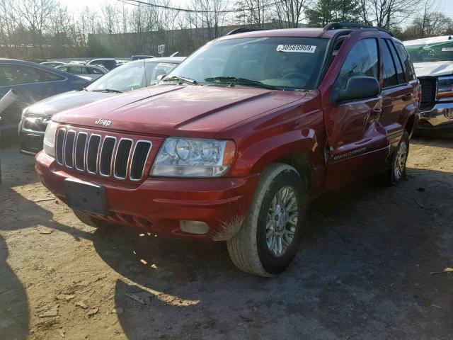 1J4GW58N02C100752 - 2002 JEEP GRAND CHER RED photo 2