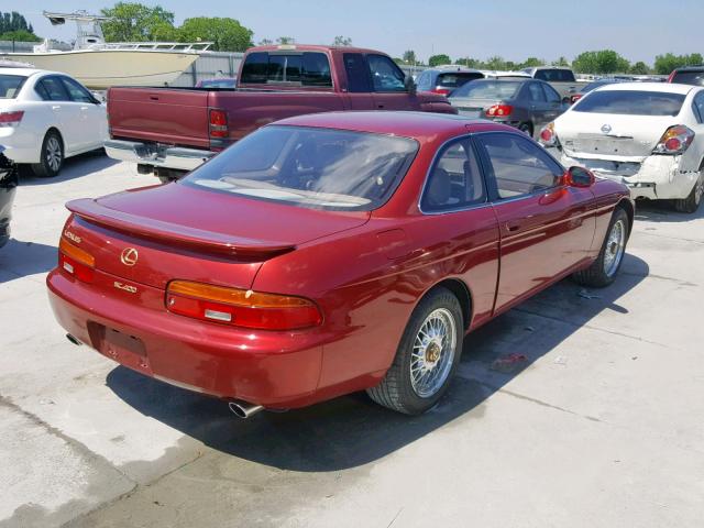 JT8UZ30C3P0033506 - 1993 LEXUS SC 400 BURGUNDY photo 4