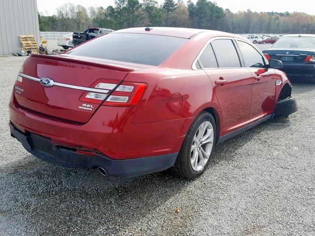 1FAHP2E82DG114562 - 2013 FORD TAURUS SEL RED photo 4