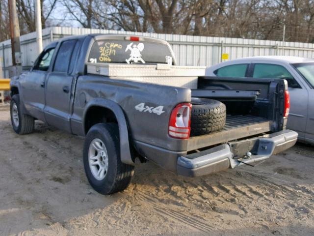 1D7HG38K04S560106 - 2004 DODGE DAKOTA QUA GRAY photo 3