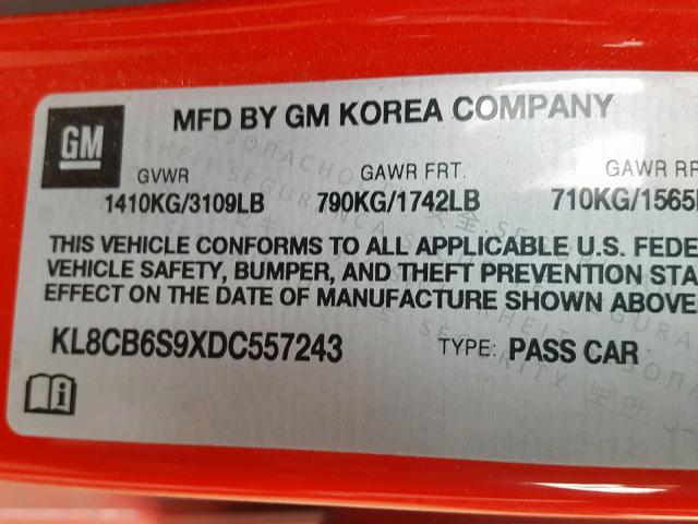 KL8CB6S9XDC557243 - 2013 CHEVROLET SPARK LS RED photo 10