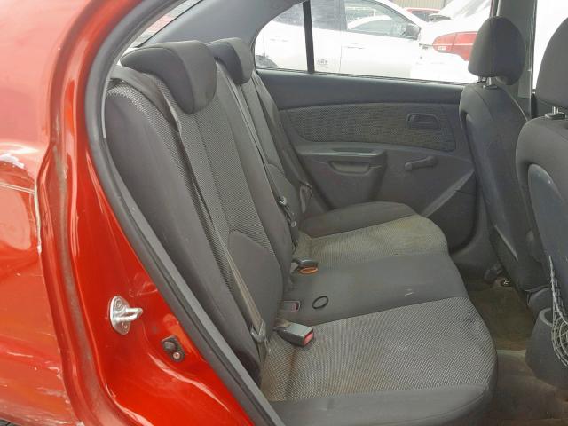 KNADE223196508491 - 2009 KIA RIO BASE RED photo 6