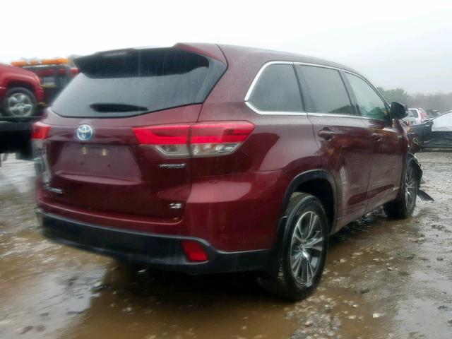 5TDBGRFH3HS027806 - 2017 TOYOTA HIGHLANDER BURGUNDY photo 4