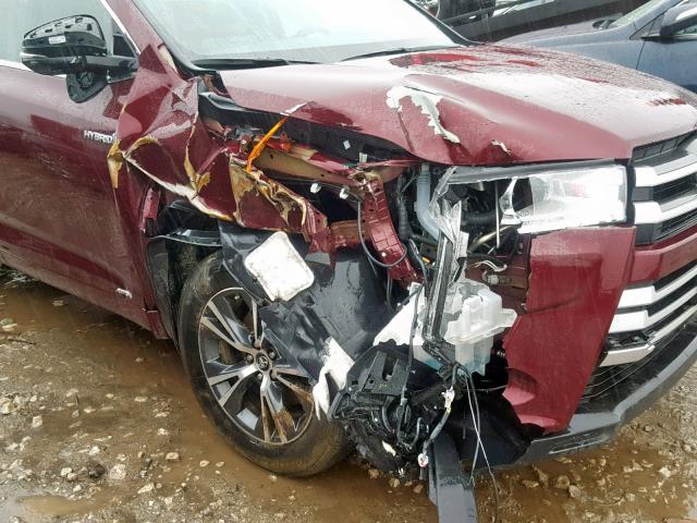 5TDBGRFH3HS027806 - 2017 TOYOTA HIGHLANDER BURGUNDY photo 9