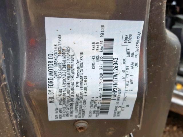 1FAHP37N17W126043 - 2007 FORD FOCUS ZX5 GRAY photo 10