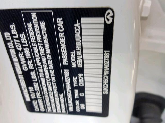 SJKCH5CP6HA027881 - 2017 INFINITI QX30 BASE WHITE photo 10