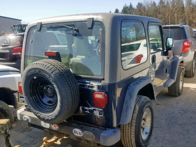 1J4FA49S14P742594 - 2004 JEEP WRANGLER / BLUE photo 4