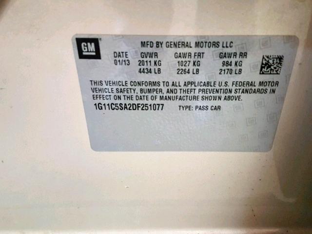 1G11C5SA2DF251077 - 2013 CHEVROLET MALIBU 1LT 棕色 照片 10