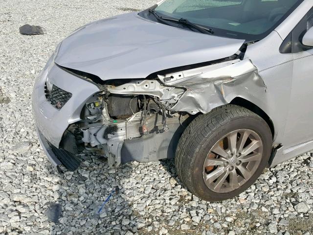 2T1BU4EE1AC494658 - 2010 TOYOTA COROLLA BA SILVER photo 9