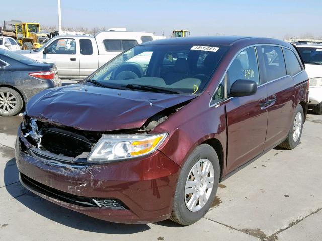 5FNRL5H29CB072659 - 2012 HONDA ODYSSEY LX MAROON photo 2