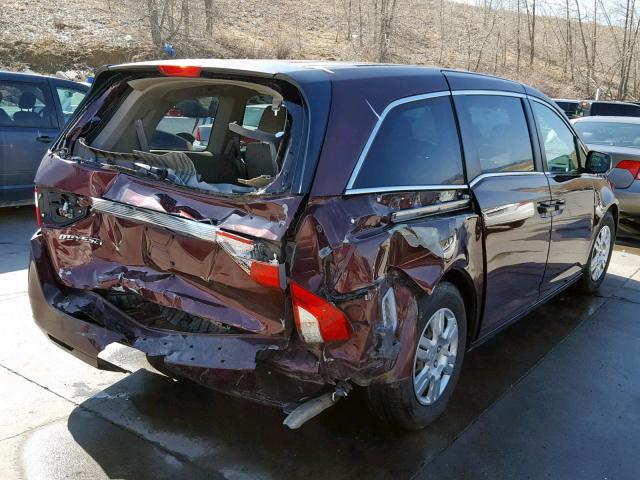 5FNRL5H29CB072659 - 2012 HONDA ODYSSEY LX MAROON photo 4